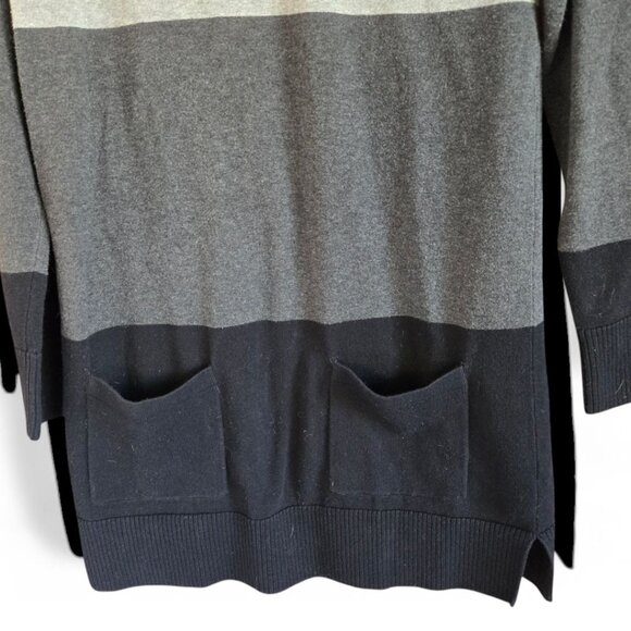 Eight Eight Eight Striped Zipper Cowl Neck Sweater Small Tunic Length Pockets - Picture 7 of 9